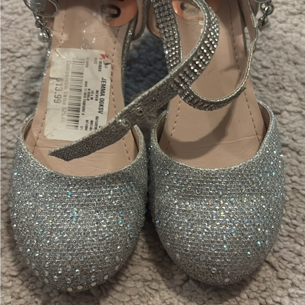 Glittery Silver Kids Dress Shoes
